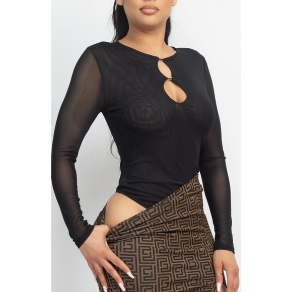 🆕Black mesh long sleeve bodysuit - Picture 6 of 12